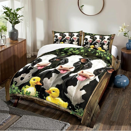 Highland Cattle Comforter Set Twin Cute Animal Bedding Set Aesthetic Comforters Soft Down Alternative Comforter Sets Teens