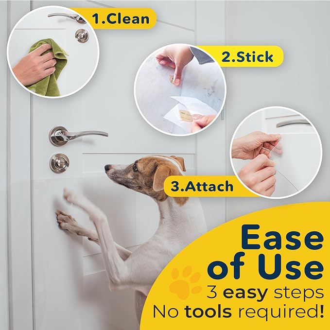 PROTECTO® Cat & Dog Scratch Door Protector for Indoors & Outdoors - 35.5" x 24 Transparent Door Protector from Dog Scratching, Smooth Deterrent Surface - Easy Installation with Sticky Pads