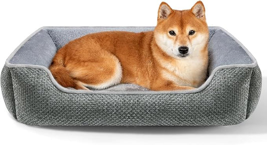 Dog Bed for Medium Large Dogs Rectangle Washable Soft Orthopedic Pet Sofa Bed for Dog Cat Beds for Indoor Cats with Anti-Slip Bottom Dark Grey L