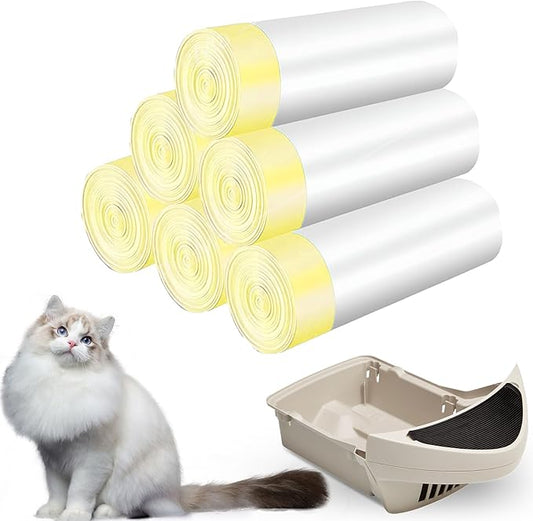 120-Count Cat Litter Box Liners with Drawstring, Compatible with Litter-Robot 3/4, 26.6”X16.7” 2 Mil Thicker Cat Litter Trash Bags, Leak-Proof and Tear-Resistant (26.6”X16.7” 120-Count)