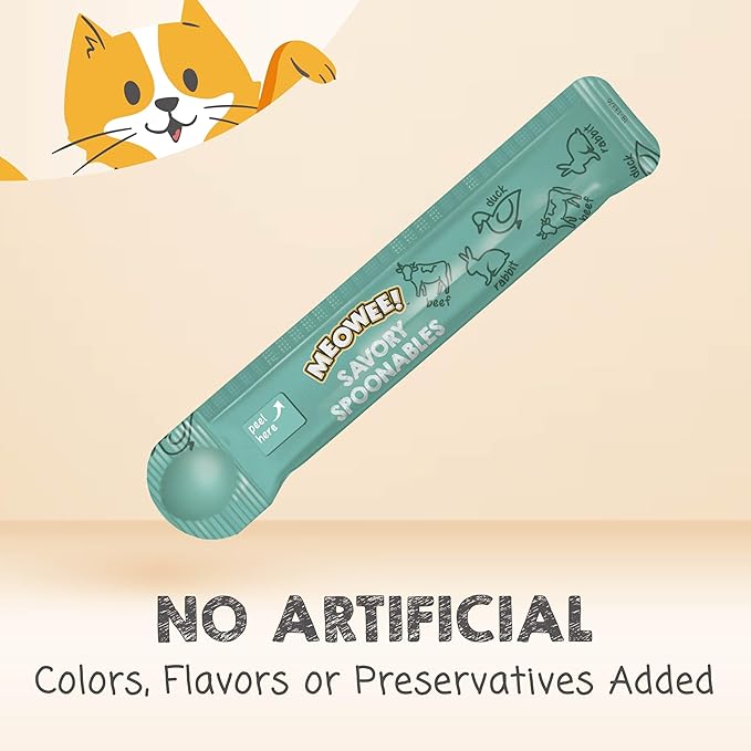Savory Spoonables with Real Duck, Beef and Rabbit for Cats, 4 Count, Treat Your Cat to Triple Flavor Squeezable Lickable Wet Treats with Built-in Spoon for Less Mess