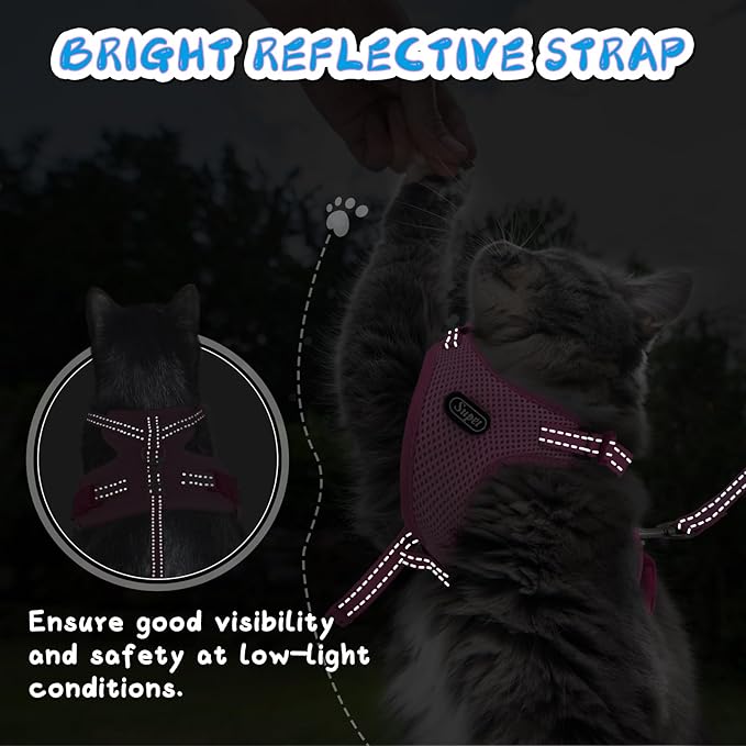 Supet Cat Harness and Leash Set for Small to Large Cats Adjustable Cat Vest Harness with Reflective Trim Universal Cat Leash and Harness for Cats/Puppies Outdoor Walking