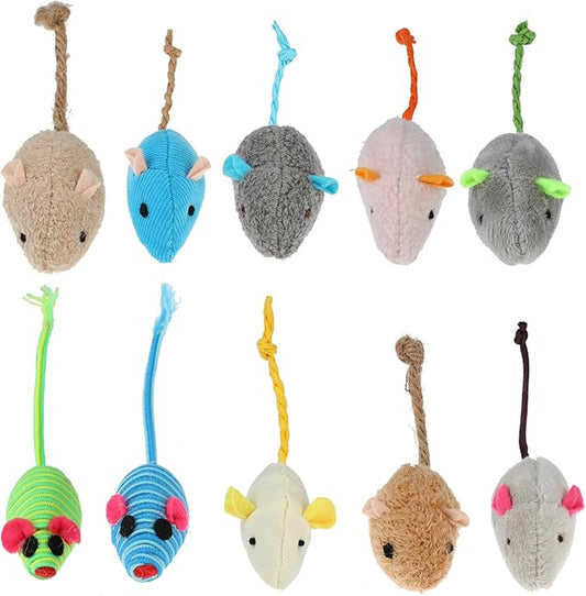 10 Pack Cat Mice Toys Catnip Toy Cats Mouse Plush Cat Toys Mouse Interactive Toy Catnip-Filled Mice Toys Biting Toys for Cats for Indoor Cats Realistic Design 10 Color