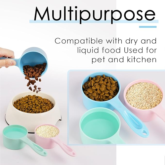 Super Design 1/2 Cup Dog Food Scoop for Container Melamine Measuring Scoop for Dogs Cats Birds and Rabbits Pet Food Feeding Scoop Dishwasher Safe - Baby Blue