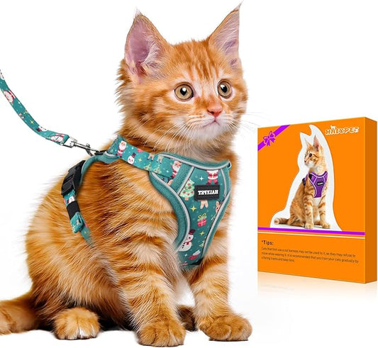 Halypet Cat Harness and Leash Set [MAX Safety 4th-Gen Upgrade] Escape Proof Adjustable Cat Leash Comfortable Soft Vest Easy to Wear Kitten Harness with Reflective Strip for Cats Walking, S Mint Green