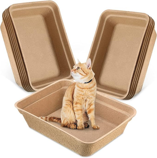 12 Pieces Disposable Litter Boxes for Cats Degradable Paper Cat Litter Tray Waterproof Portable 2 in 1 Kitten Litter Box for Cat, Small Animals, for Home Car Travel Pet Shop, 16.7 x 12.8 x 4.1 Inch