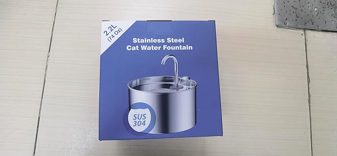 Cat Water Fountain Stainless Steel: 74oz/2.2L Cat Fountain for Drinking - Pet Water Fountain for Cats Inside - Quiet Cat Water Bowl Dispenser - Cat Drinking Fountains - for Cats&Pets& Small Animals