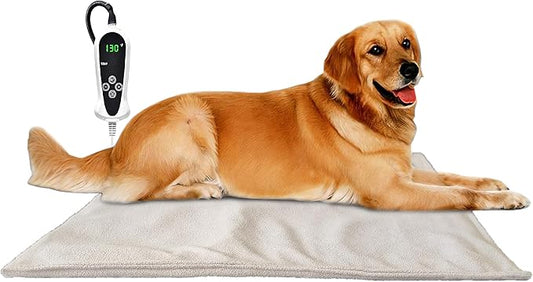 Pet Heating Pad for Dog Heating Pad for Cat Electric Mat Heated Pet Bed Mat Pet Heating Pad with Timer and Soft Washable Cover(X-Large:32" x 20"(Gray))