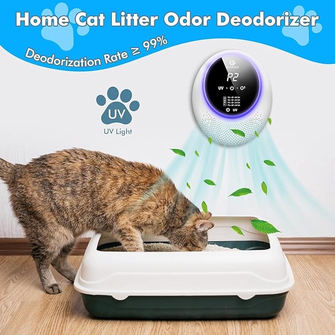 Ozone Machine Odor Removal for Home & Pets, Portable Pets Poof Odor Eliminator with 10,000mAh Battery, White