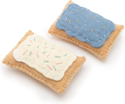 Glaciart One Wool Pop Tart Cat Toy Set with Catnip (2PCS) | Cute Cat Toy for Interaction & Boredom Relief, Encourages Cats to Exercise & Play | Filled w/Organic Catnip to Help Sooth or Reduce Anxiety