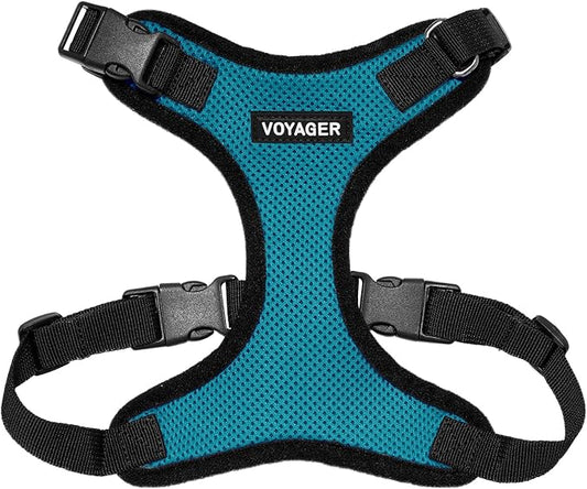 Voyager Step-in Lock Pet Harness - All Weather Mesh, Adjustable Step in Harness for Cats and Dogs by Best Pet Supplies - Turquoise/Black Trim, XS