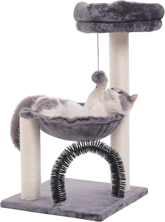 HOOPET Cat Tree Tower for Indoor Cats,27.8 Inches Multi-Level Cat Tree with Scratching Posts Plush Basket & Perch for Play Rest, Cat Activity Tree with Dangling Ball for Kittens/Small Cats…