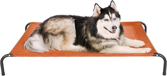 FurHaven Elevated Pet Cots - Cooling & Breathable Nylon Mesh Hammock for Large Dogs/Easy-to-Assemble / / Durable and Reinforced/Perfect for Rest & Relaxation Outdoors - Terracotta Red, Extra Large