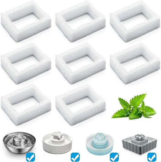 Cat water fountain pre-filter sponge 8 pack for ceramic cat fountain and stainless steel pet water fountain