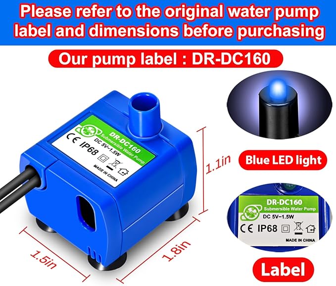 Cat Water Fountain Pump, Pet Water Fountain Pump Compatible Motor, for Cat Drinking Fountain Cat Water Dispenser Replacement (Pump)