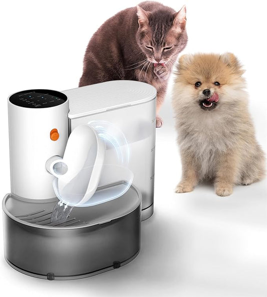Smart Pet Water Fountain, Automatic Small Dog Water Fountain, Wireless Cat Water Fountain with Self-Filling Water Bowl, Cat Water Dispenser No Filter, Rechargeable, Noiseless, Long Battery Life