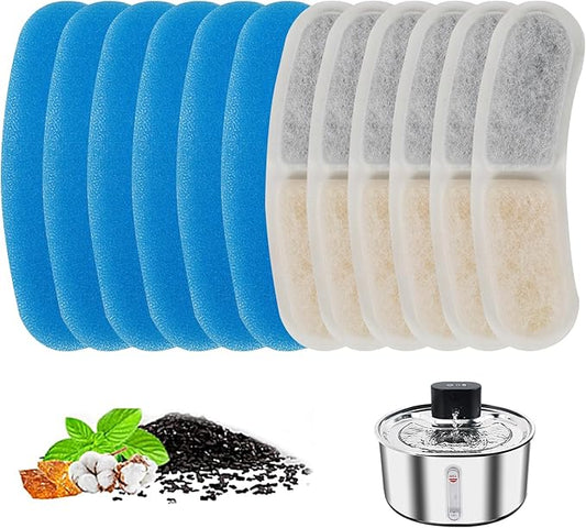 Cat Water Fountain Filters, Pack Cat Fountain Replacement Filters for Stainless Steel 108oz/3.2L Adjustable Water Flow Pet Water Fountain, Dog Water Fountain (6 Pack)