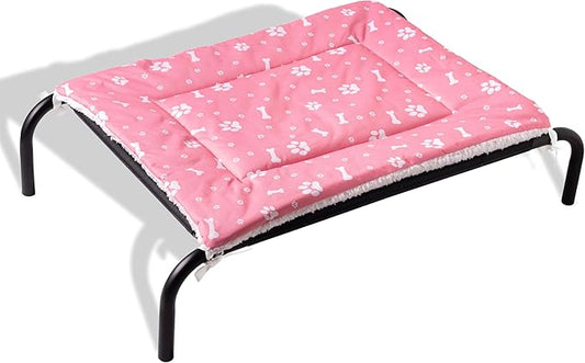 Elevated Dog Bed with Metal Frame, Raised Dog Bed with Waterproof Mesh, Dog Cot with No-Slip Rubber Feet, Portable Pet Bed. (S, Black)