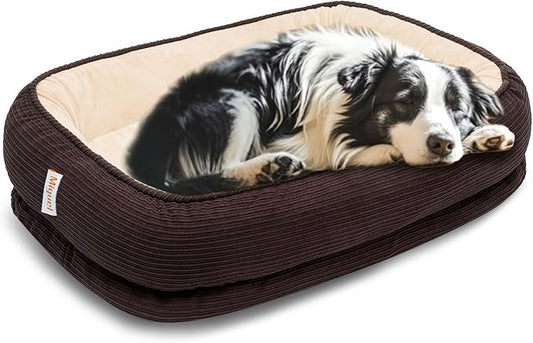 Miguel Orthopedic Dog Beds Large Sized Dog, Memory Foam Pet Bed Washable Removable Cover, Calming Puppy Bed with Sides, Dog Couch Comfort Sofa, Egg Foam Support, Non-Slip Bottom, Brown 36 inches