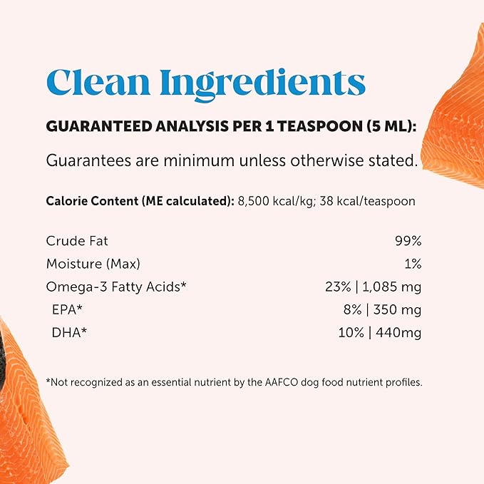 Pet Honesty Wild Alaskan Salmon Oil, Omega-3 Fish Oil for Dogs and Cats, Fatty Acids, Salmon Oil for Dogs, Skin and Coat Health, Pure Dog Food Topper, Supports Joints, Brain & Heart Health - 16 oz