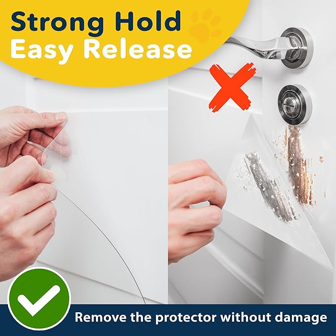 PROTECTO® Cat & Dog Scratch Door Protector for Indoors & Outdoors - 35.5" x 24 Transparent Door Protector from Dog Scratching, Smooth Deterrent Surface - Easy Installation with Sticky Pads