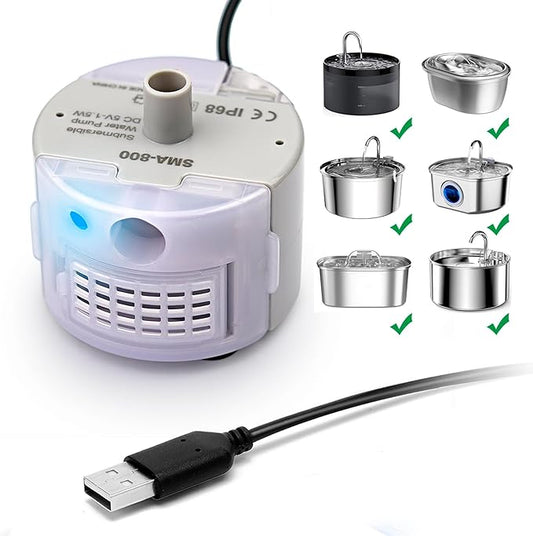 SMA-800 Submersible Motor, Cat Fountain Pump Replacement for Stainless Steel Pet Water Dispenser