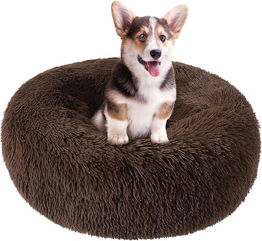 Nisrada Dog Bed for Small Medium Large Dogs, 20 inch Calming Dogs Bed, Washable-Round Cozy Soft Pet Bed for Puppy and Kitten with Slip-Resistant Bottom