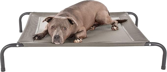 FurHaven Elevated Pet Cots - Cooling & Breathable Nylon Mesh Hammock for Dogs/Easy-to-Assemble / / Durable and Reinforced/Perfect for Rest & Relaxation Outdoors - Graphite Gray, Medium