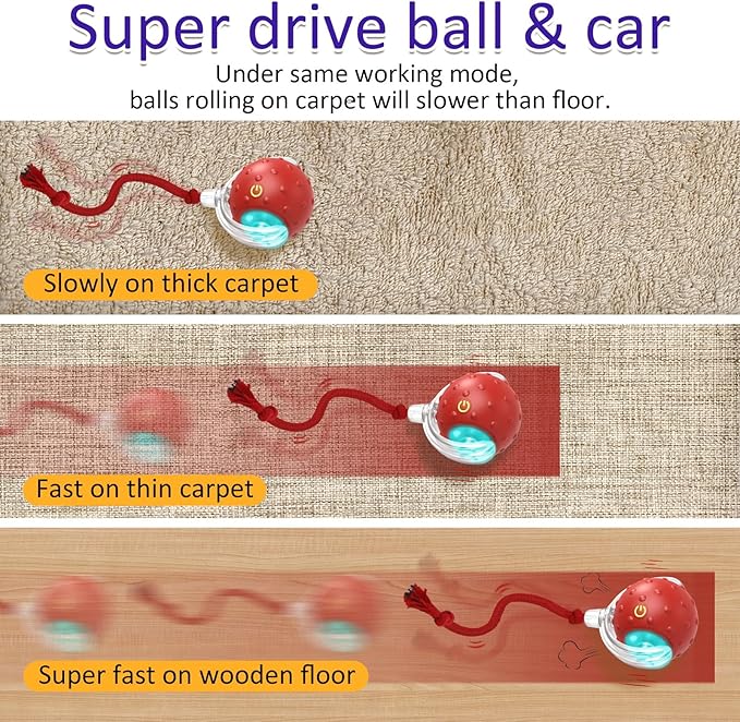 Cat Toys Interactive with Motion Activated & Chirping, Rolling Super Fast on Carpet Happy Party Game with Kittens