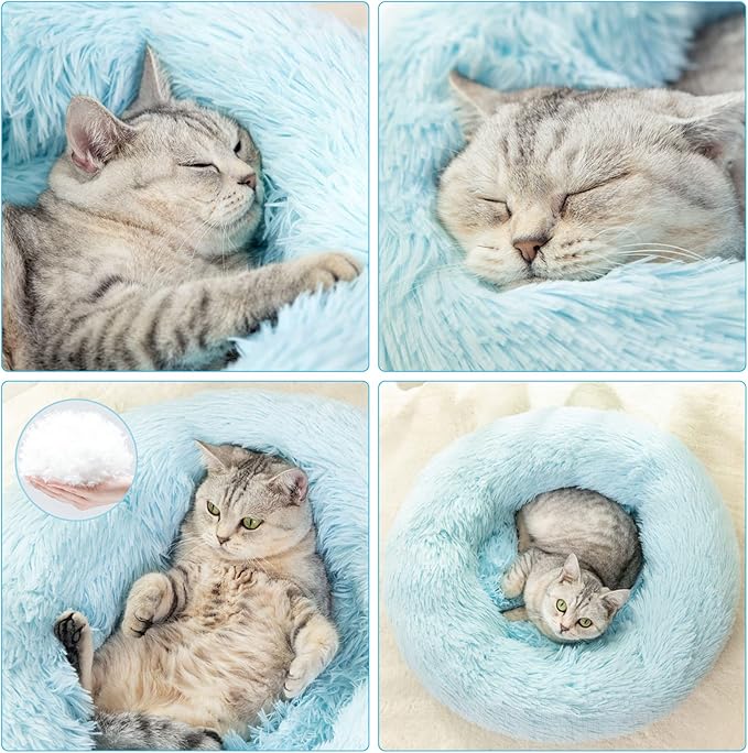 Nisrada Cat Beds for Indoor Cats,24 Inch Dog Bed for Small Melium Large Dogs, Washable-Round Pet Bed for Puppy and Kitten with Slip-Resistant Bottom