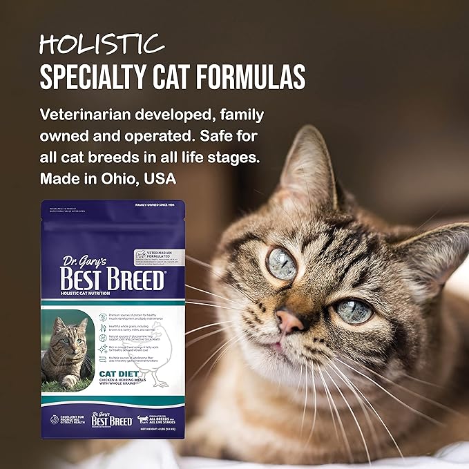 Best Breed Dr. Gary's Cat Diet Slow-Cooked in USA [Natural Dry Cat Food for All Ages] Dark Brown 12 lbs. (New)