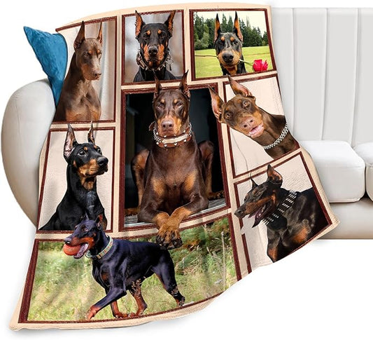 Doberman Gifts for Girls & Boys - Soft, Warm Fleece Throw Blanket for Bed & Sofa - 60"x80"