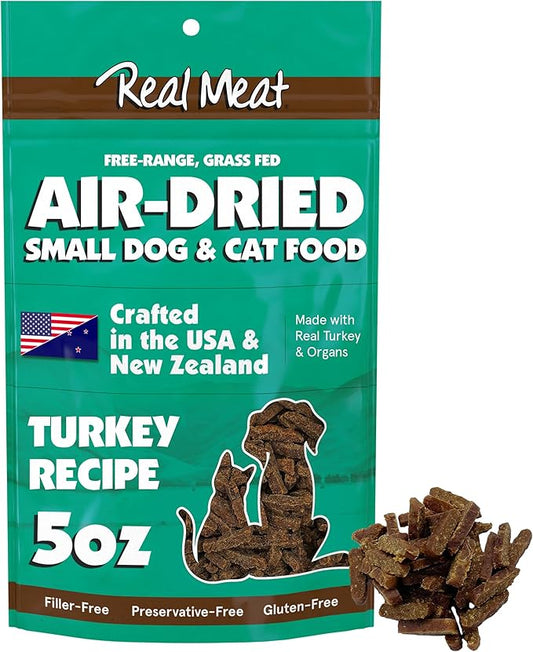 Real Meat Air Dried Dog Food w/Real USA Turkey - 5oz Bag of Grain-Free Real Meat Dog Food Sourced from Free-Range, Cage-Free Turkey - Digestible, All Natural, High Protein Turkey