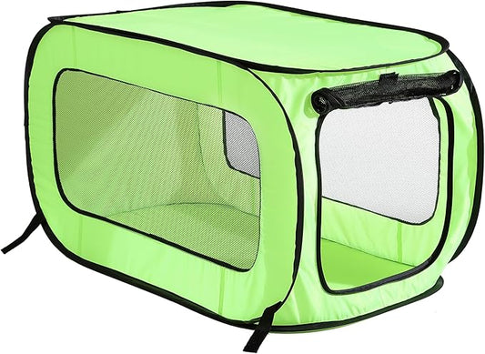 Beatrice Home Fashions Portable, Collapsible, Pop Up Kennel Travel Cat and Dog Crate, 24" L x 16.6" W x 16" H, Green