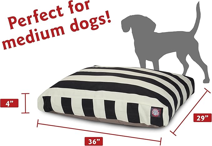 Majestic Pet Stripes Rectangle Medium Dog Bed Washable – Non Slip Comfy Pet Bed – Dog Crate Bed with Removable Washable Cover – Dog Kennel Bed for Sleeping, Polyester Fiber, Medium, Black