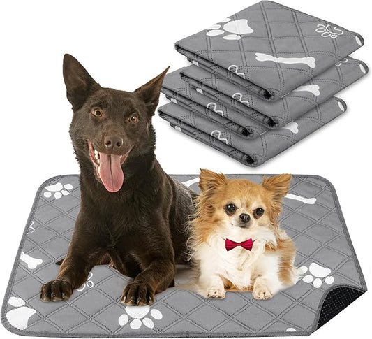 PatiencET Washable Pee Pads for Dogs, 18'' x 24" Reusable Puppy Pads with Super Absorbent, 4 Pack Puppy Potty Pads with Waterproof Bottom for Pet Training, Housebreaking and Incontinence