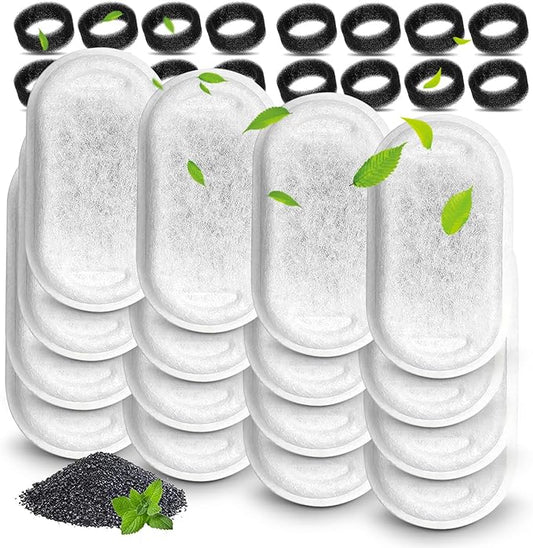 Cat Water Fountain Filters, Compatible with Pet Fountain 16 Filters with 16 Sponges Replacement