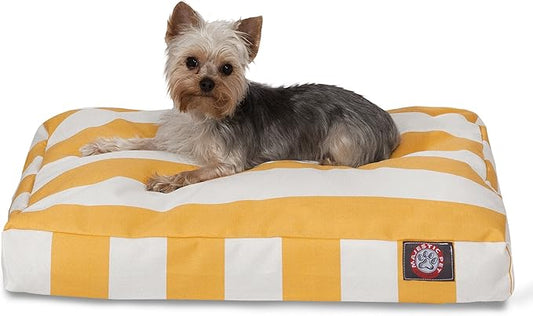 Majestic Pet Rectangle Small Dog Bed Washable – Non Slip Comfy Pet Bed – Dog Crate Bed with Removable Washable Cover – Dog Kennel Bed for Sleeping - Dog Bed Small Breed 27x20x4 Inch – Yellow