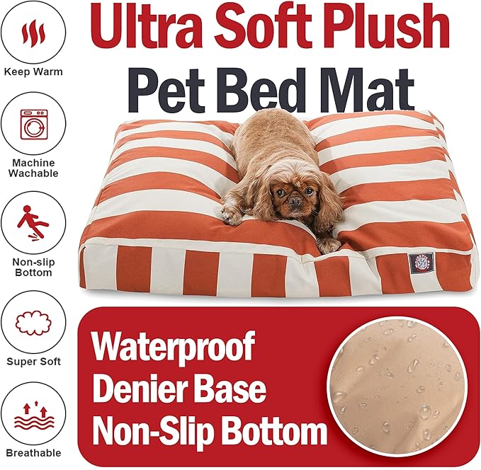 Majestic Pet Rectangle Medium Dog Bed Washable – Non Slip Comfy Pet Bed – Dog Crate Bed with Removable Washable Cover – Dog Kennel Bed for Sleeping - Dog Bed Medium Breed 36x29x4 Inch – Burnt Orange