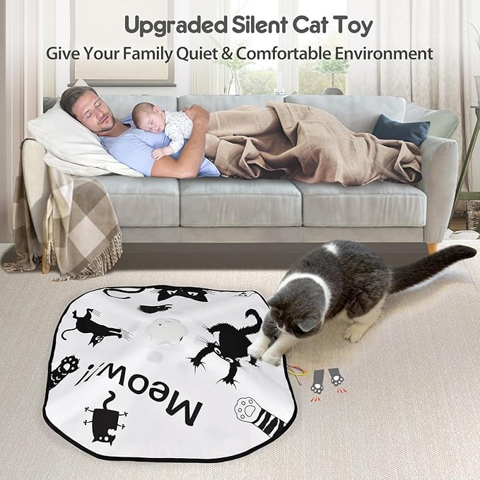 ORSDA Cat Toys, 4 in 1 Interactive Cat Toys for Indoor Cats, Automatic Cat Toy Kitten Toys, Rechargeable Electric Toy for Cat Home Alone Self Play for Bored Indoor Adult Cats Stimulating Teasing Kitty