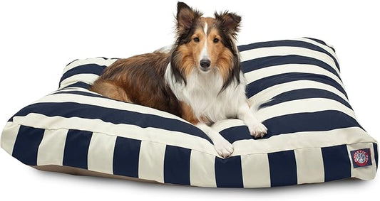 Majestic Pet Rectangle Large Dog Bed Washable – Non Slip Comfy Pet Bed – Dog Crate Bed with Removable Washable Cover – Dog Kennel Bed for Sleeping - Dog Bed Large Breed 44x36x5 Inch – Navy Blue
