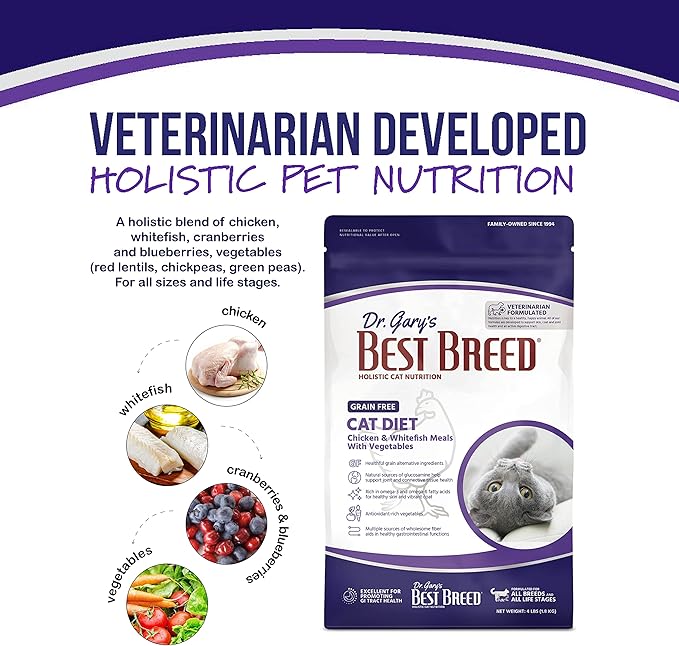 Best Breed Dr. Gary's Grain Free Cat Diet Slow-Cooked in USA [Natural Dry Dog Food for All Ages] - 12lbs.