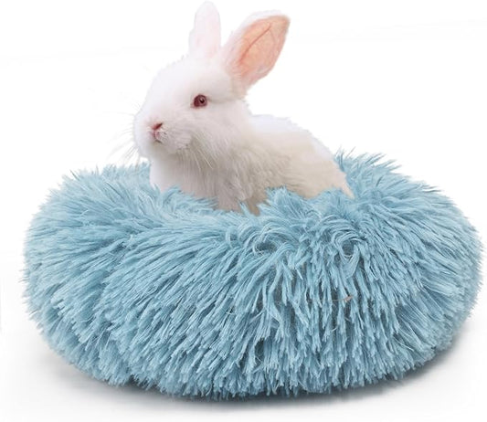 Chinchilla Bed Blue for Cage Fluffy Round Beds for Small Animals Washable Anti Slip