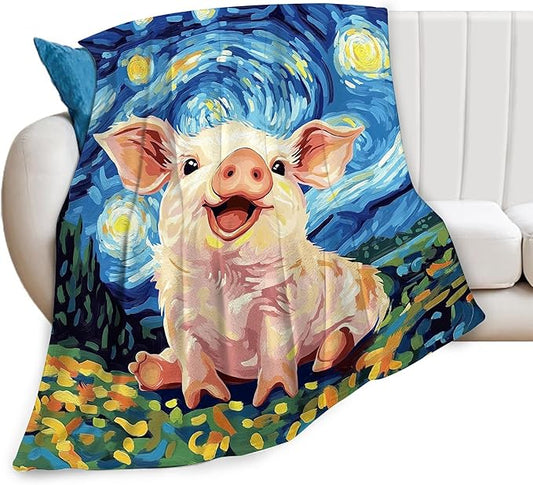 Pig Funny Gifts for Girls Boys Kids - Soft Warm Fleece Plush Blankets for Bed Sofa Couch - 40"x50"