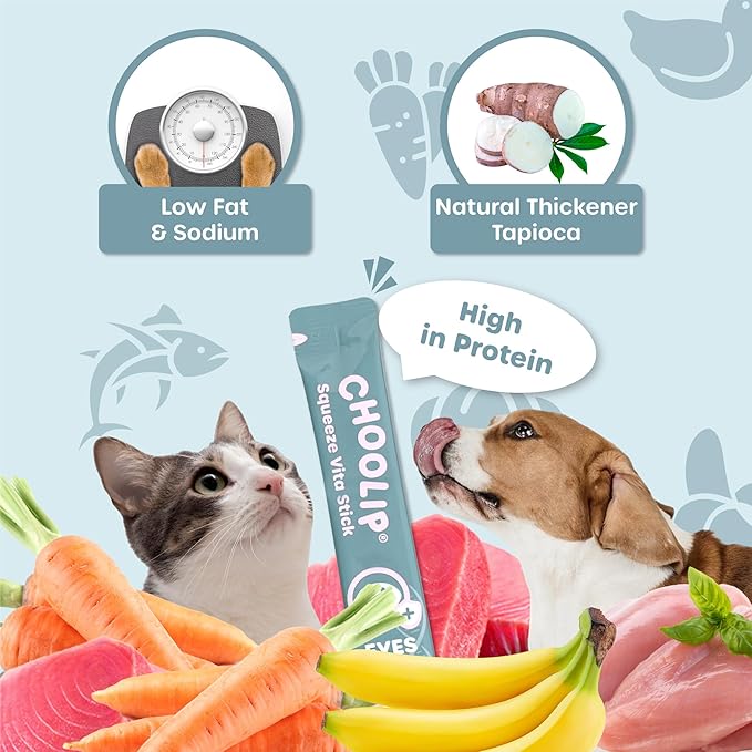 Squeeze Vita Stick Lickable Treats for Dogs & Cats. 49 Eye Health Sticks with Essential multivitamins. Soft and Tasty Paste for All Life Stages, Supporting Eyes Health