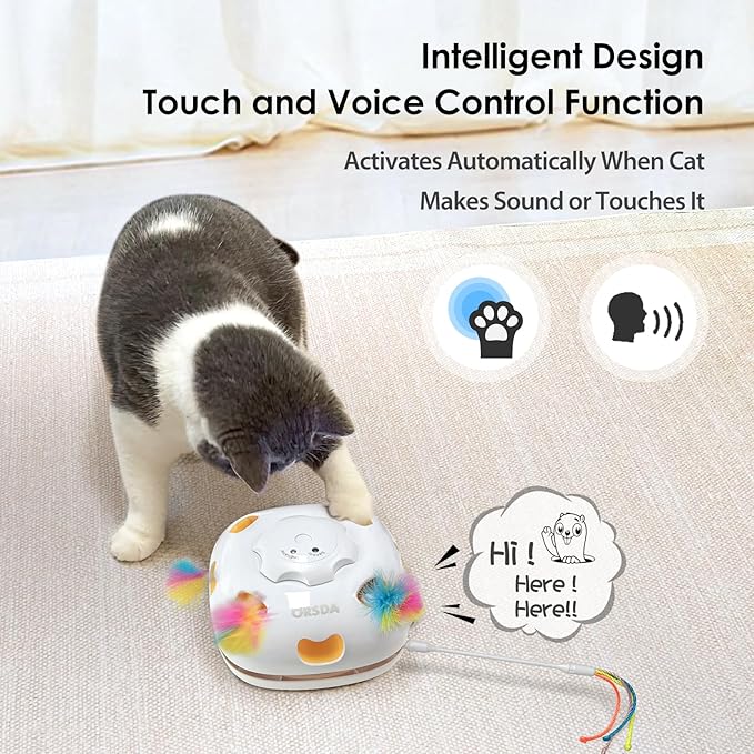 ORSDA Cat Toys, 4 in 1 Interactive Cat Toy Automatic Cat Toys for Indoor Cats Kitten Toys for Indoor Kittens, 8 Holes Mice Whack-A-Mole, Hide and Seek Smart Motion with 5PCS DIY Replacement Refills