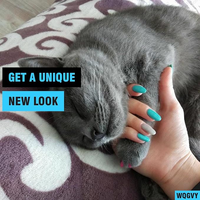 15 Colors / 150 pcs Cat Nail Caps | Cat Claw Covers with Adhesives and Applicators (L)