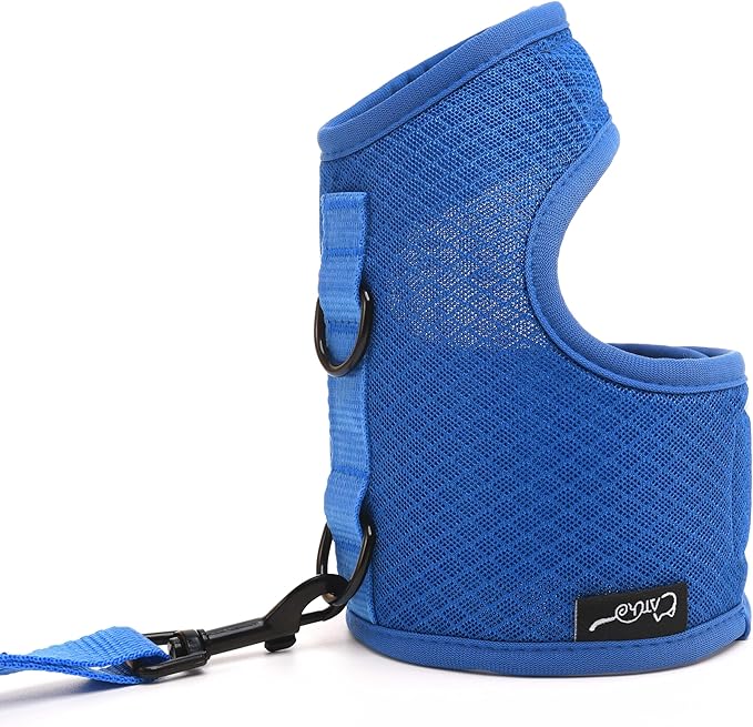 Cat Harness and Leash for Walking Escape Proof Breathable Mesh Fabric, Solid Blue, XX-Large, Adjustable Cat Walking Jackets, Padded Stylish Cat Vest