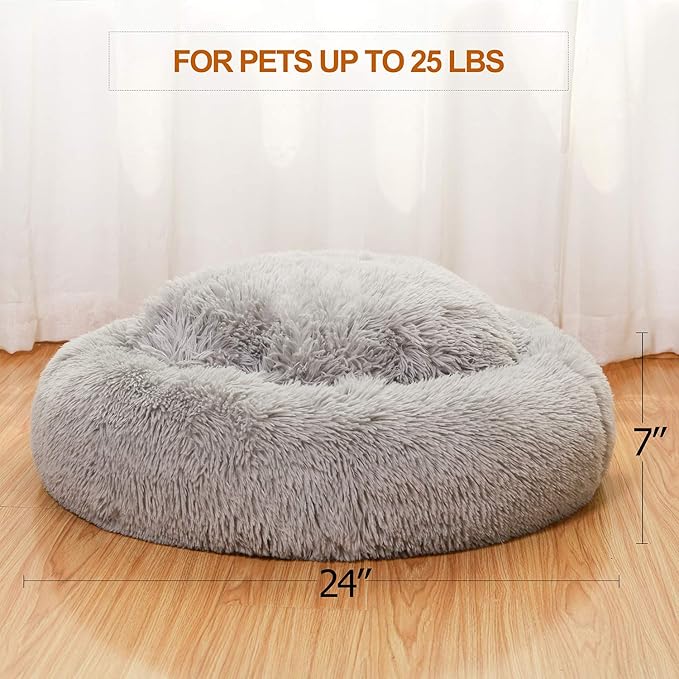 JEMA Calming Dog Beds for Medium Large Dogs,Washable Donut Cuddler Pet Bed Cushions,Durable & Cozy Soft Dog Bed with Removable Pad 24 Inch