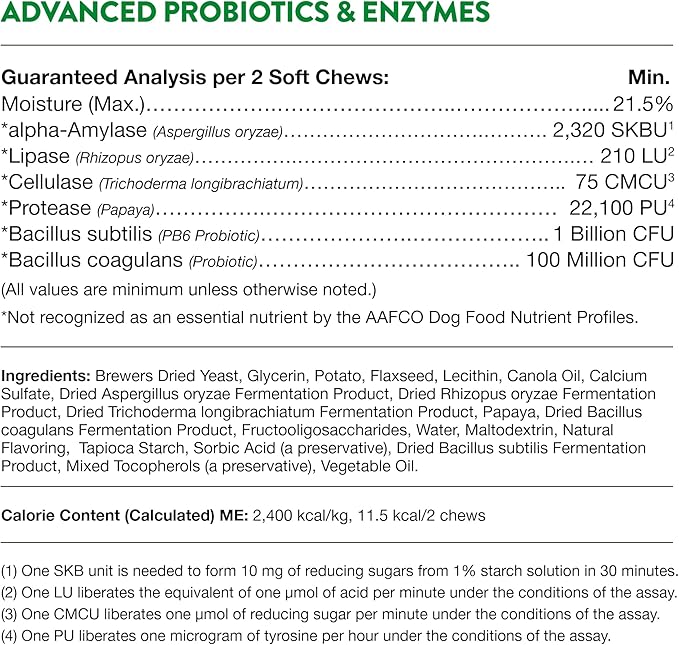 NaturVet Advanced Probiotics and Enzymes Supplement, Plus Vet Strength PB6 Probiotic, Soft Chews, Made in The USA with Globally Source Ingredients 70 Soft Chews